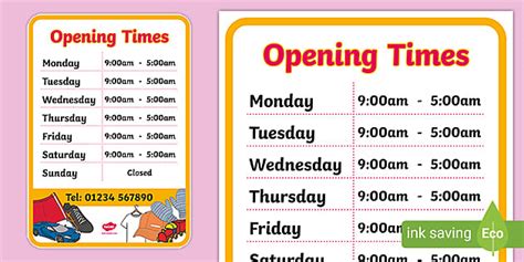 charity shop opening times.